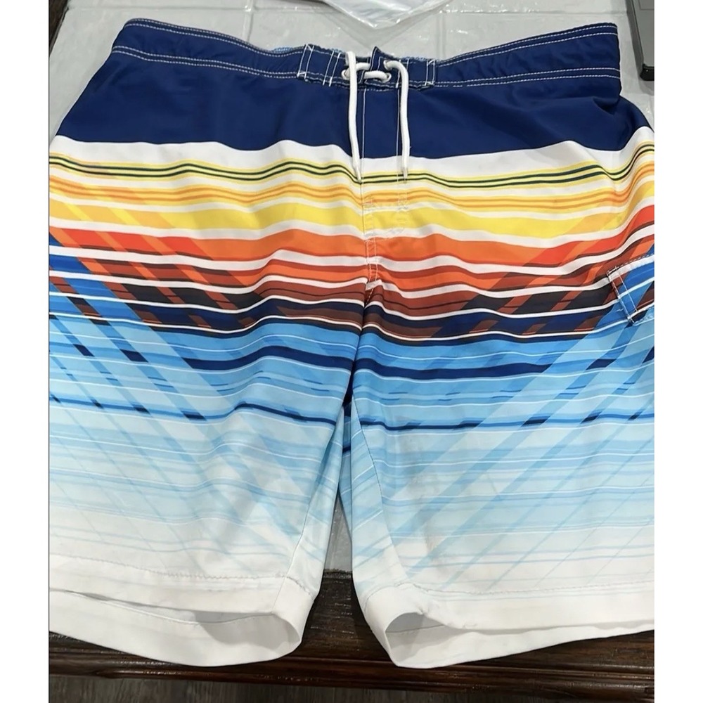 Sonoma Mens Swim Trunks XL Multicolor Striped Board Shorts RN137834